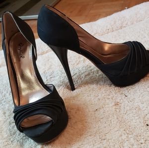 Black peep toe heels shoes size 6